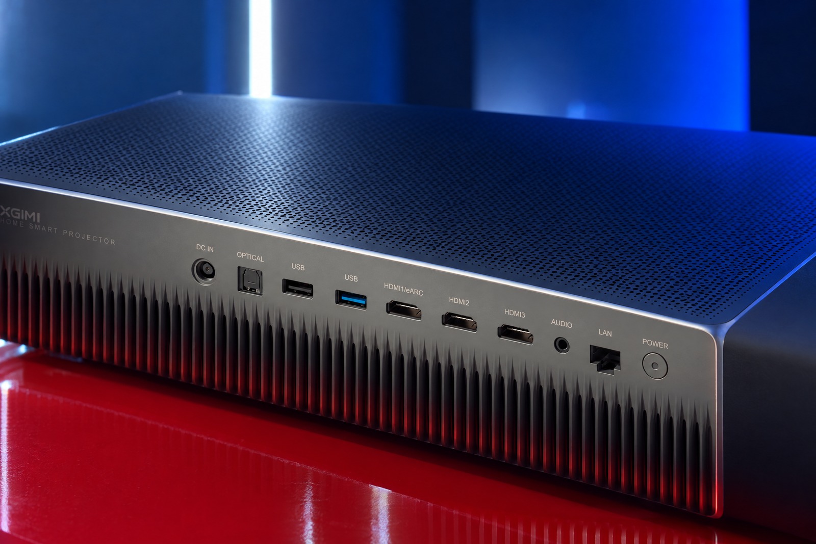 Rückseitige HDMI-, USB-, LAN- und Audioanschlüsse des XGIMI TITAN Noir Ultra Max